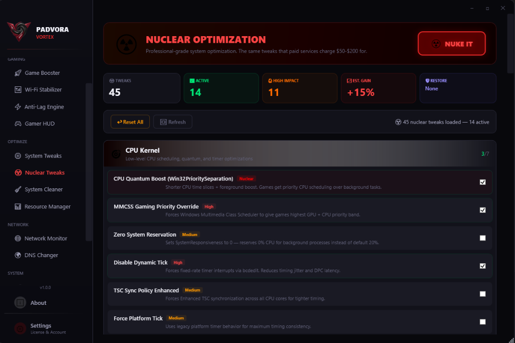 Padvora Nuclear Tweaks